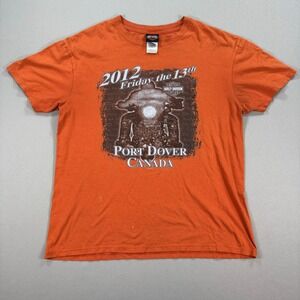 Harley Davidson T-Shirt 2012 Port‎ Dover Friday The 13 Men's XL Orange